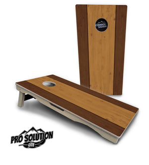 Brown Two Tone Planks Cornhole Boards - Pro Solution Lite Series by Cornhole Solutions, custom cornhole board detail photo 5