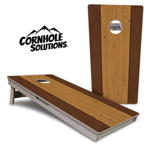 Brown Two Tone Planks Cornhole Boards - Professional Tournament Series by Cornhole Solutions, custom cornhole board main product photo