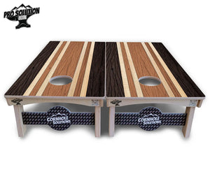 Brown Two Tone Stripes Cornhole Boards - Pro Solution Elite Series by Cornhole Solutions, custom cornhole board detail photo 3