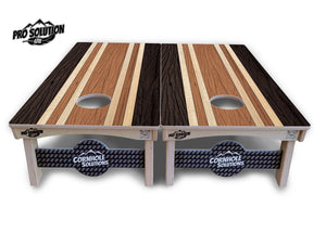 Brown Two Tone Stripes Cornhole Boards - Pro Solution Lite Series by Cornhole Solutions, custom cornhole board detail photo 2
