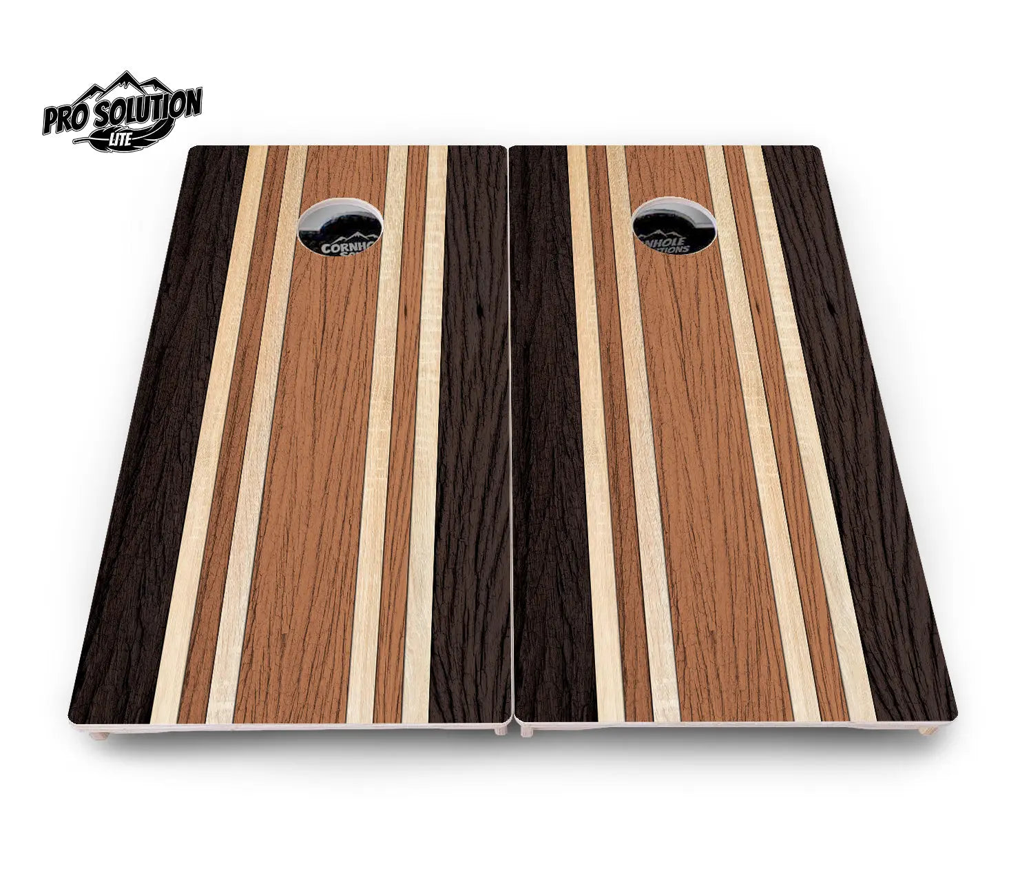 Brown Two Tone Stripes Cornhole Boards - Pro Solution Lite Series by Cornhole Solutions, custom cornhole board detail photo 3