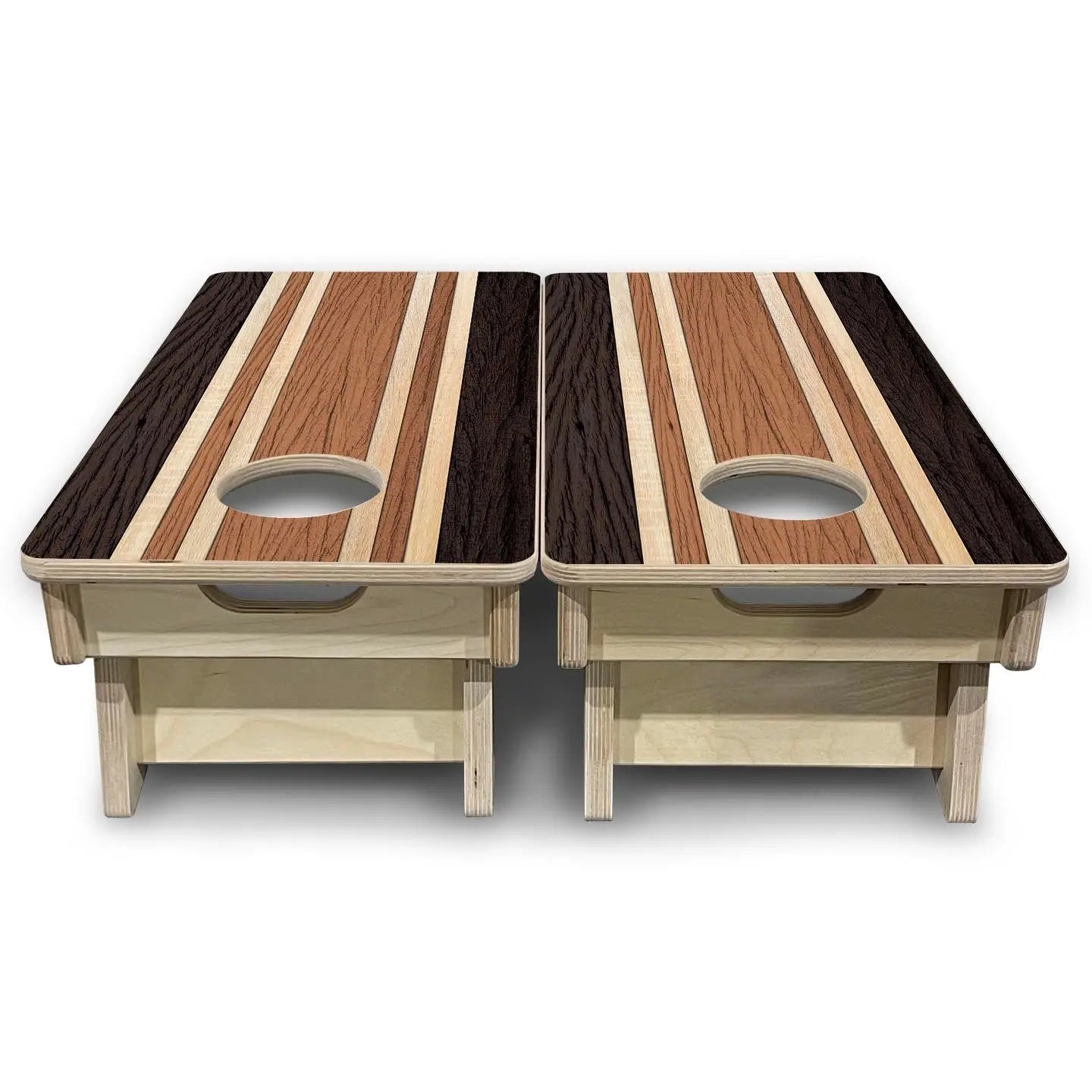 Brown Two Tone Stripes - Mini or Vacation Size Cornhole Boards by Cornhole Solutions, custom cornhole board detail photo 4