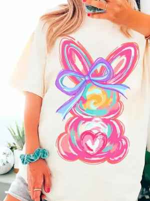 Brushstroke Easter Bunny Shirt by Southern Backroad Tees LLC, Southern lifestyle apparel detail photo 2