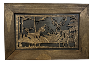 Buck and Doe in The Woods Gun Concealment Furniture - Handcrafted Hidden Gun Storage Wall Decor - Hidden Gun Shelf with Magnetic Lock for Quick Access by Bellewood Designs