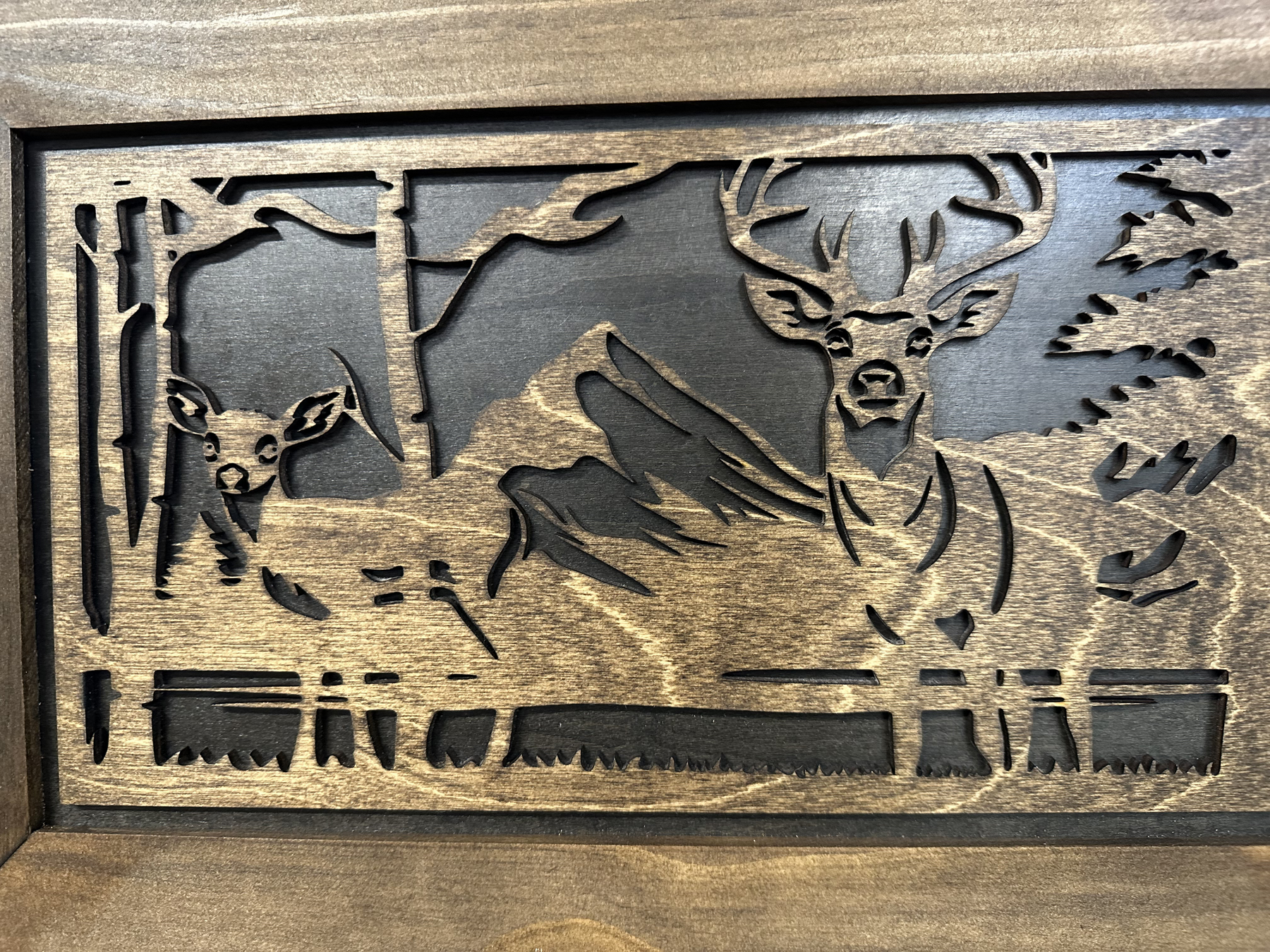 Buck and Doe in The Woods Gun Concealment Furniture - Handcrafted Hidden Gun Storage Wall Decor - Hidden Gun Shelf with Magnetic Lock for Quick Access by Bellewood Designs