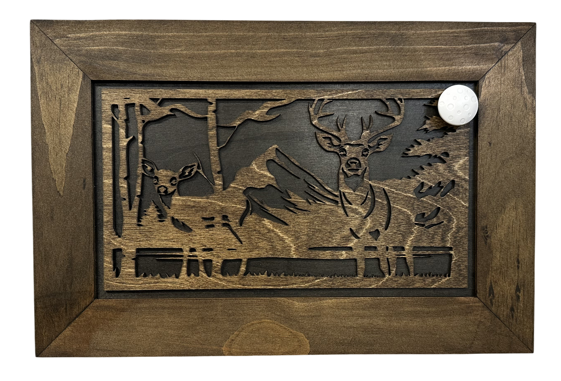 Buck and Doe in The Woods Gun Concealment Furniture - Handcrafted Hidden Gun Storage Wall Decor - Hidden Gun Shelf with Magnetic Lock for Quick Access by Bellewood Designs