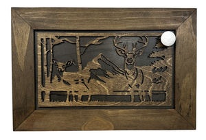 Buck and Doe in The Woods Gun Concealment Furniture - Handcrafted Hidden Gun Storage Wall Decor - Hidden Gun Shelf with Magnetic Lock for Quick Access by Bellewood Designs