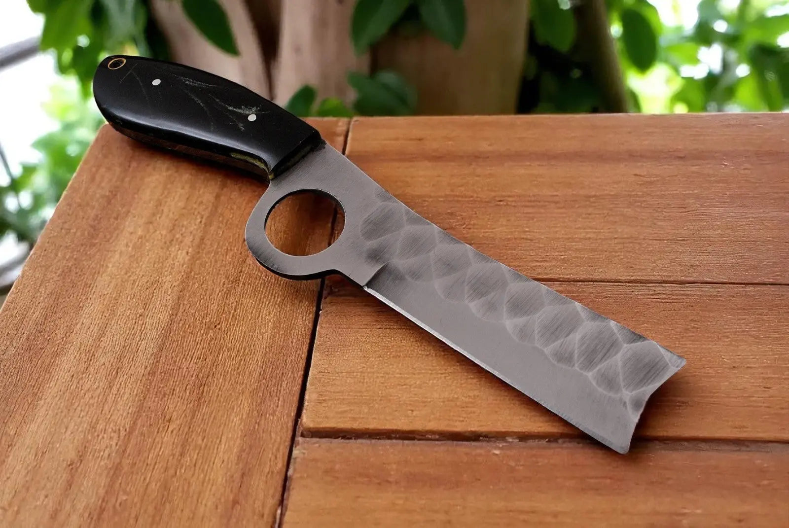 Bull Cutter Knife with Sheath – 8" Forged Steel by Damascus Knife Store, leather knife sheath main product photo