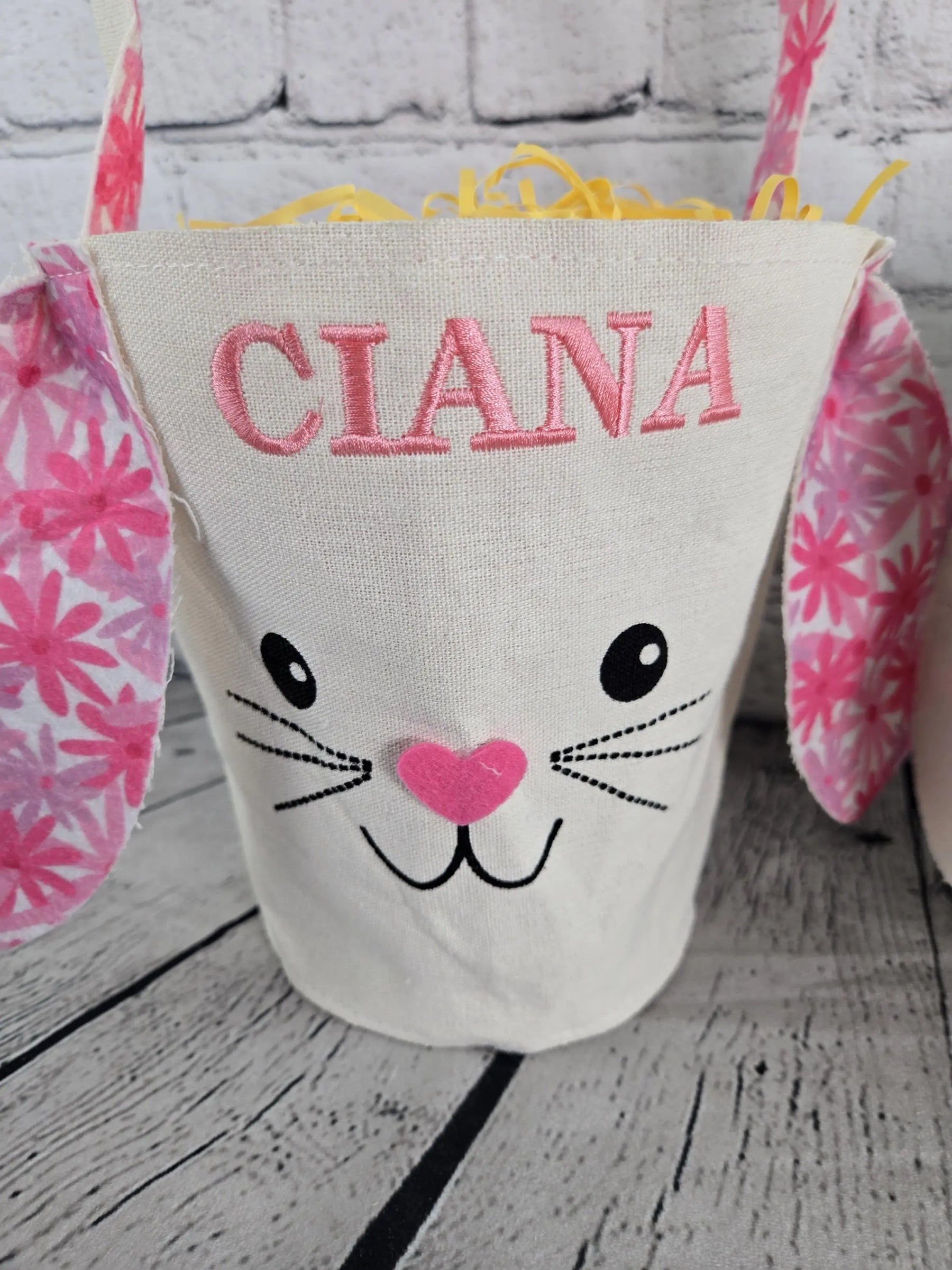 Bunny Face Personalized Easter Bag by EverLee Creations, handmade leather goods detail photo 2