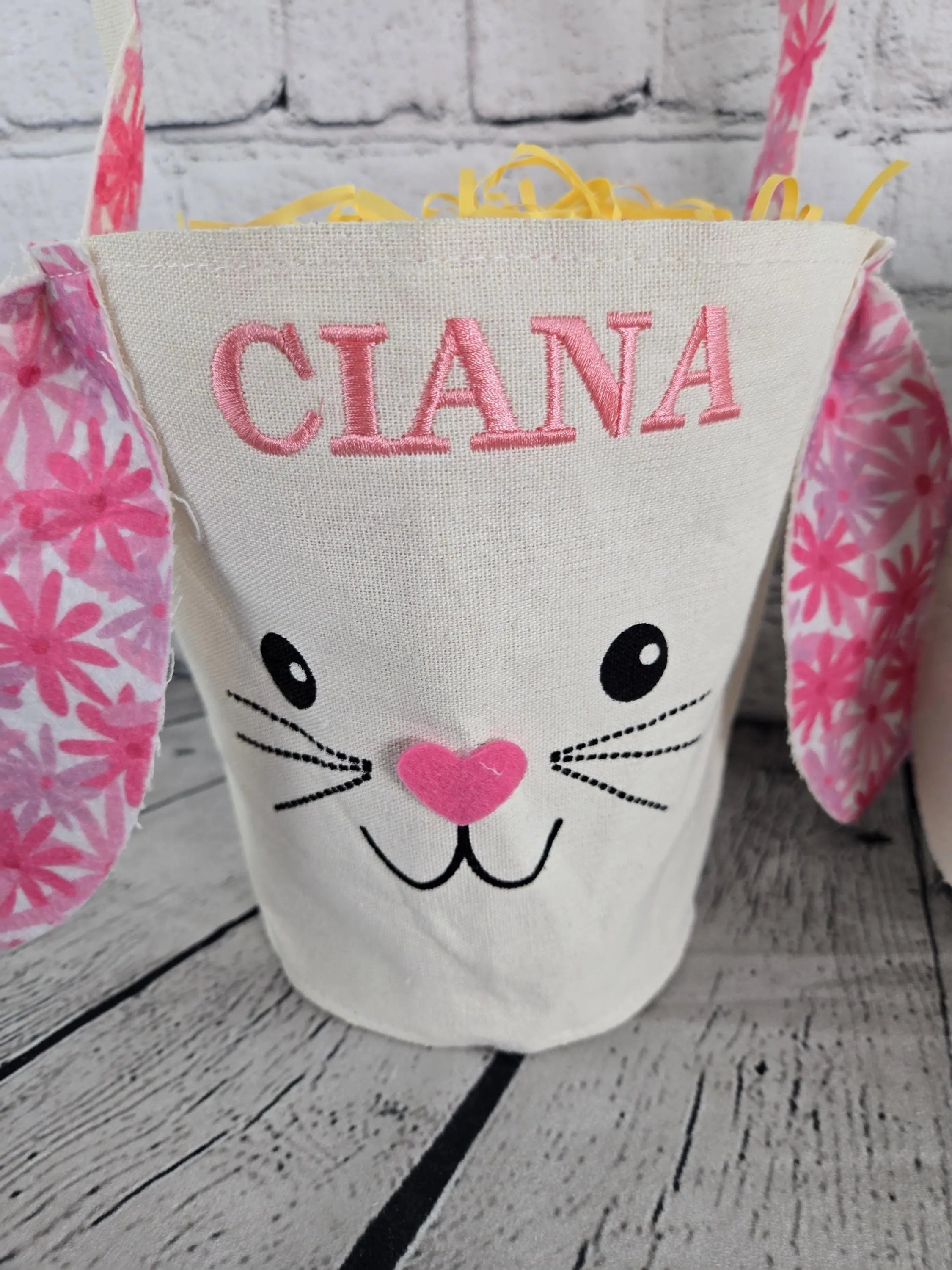 Bunny Face Personalized Easter Bag by EverLee Creations, handmade leather goods detail photo 2
