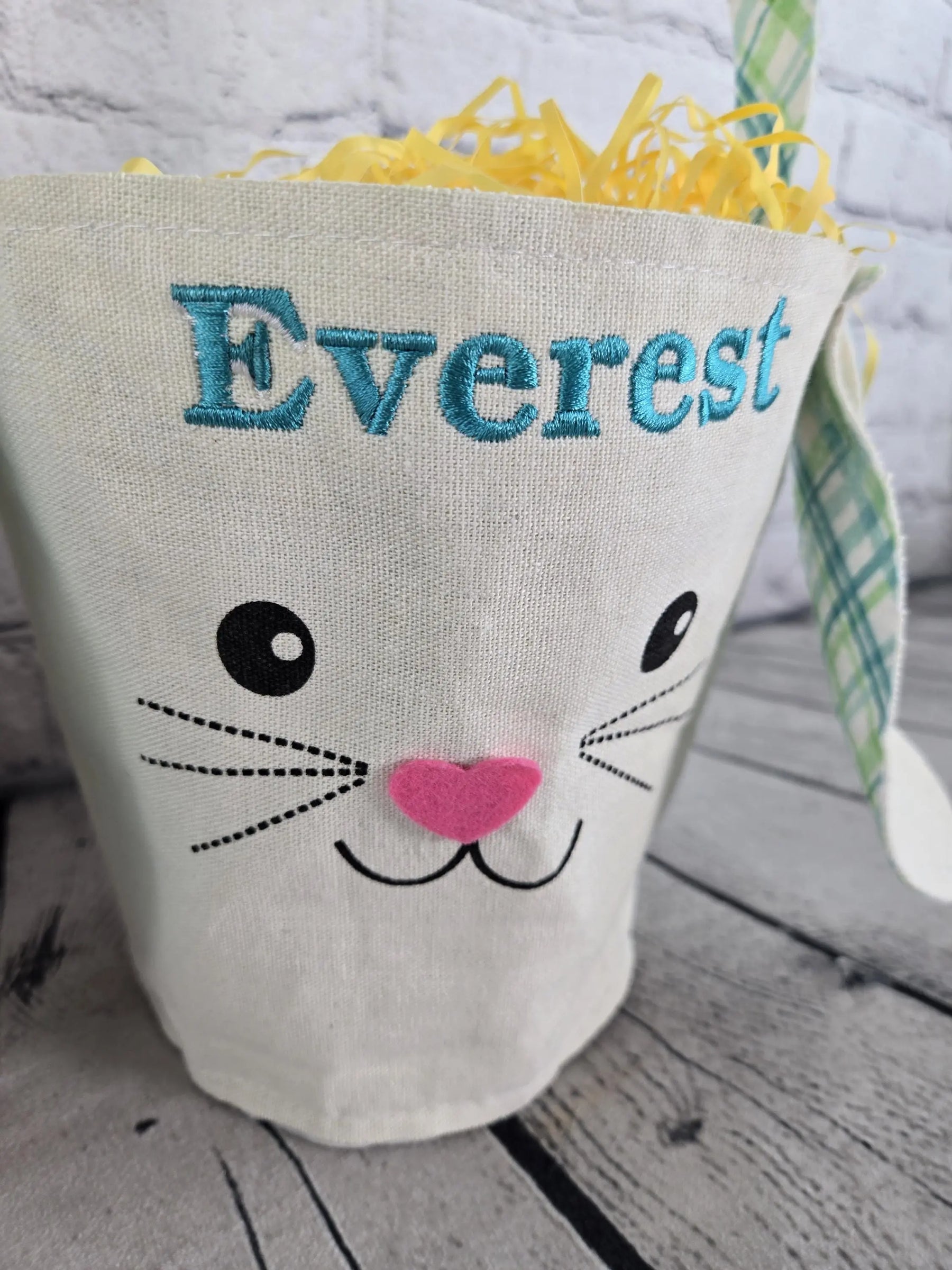 Bunny Face Personalized Easter Bag by EverLee Creations, handmade leather goods detail photo 9