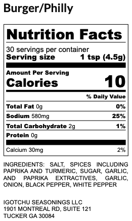 Igotchu Burger Philly seasoning detail view by Igotchu Seasonings