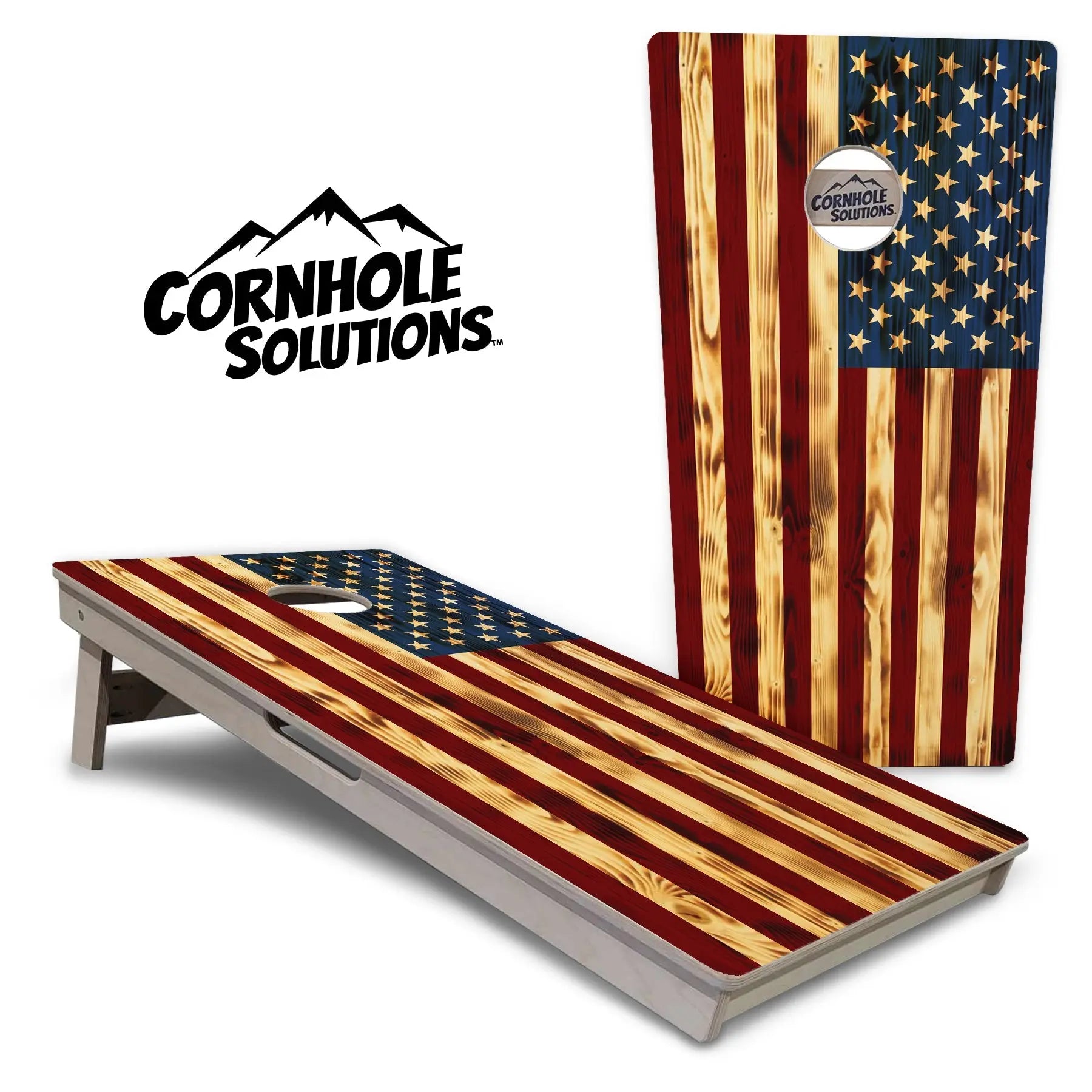 Burnt Color Flag Cornhole Boards - Professional Tournament Series by Cornhole Solutions, custom cornhole board main product photo