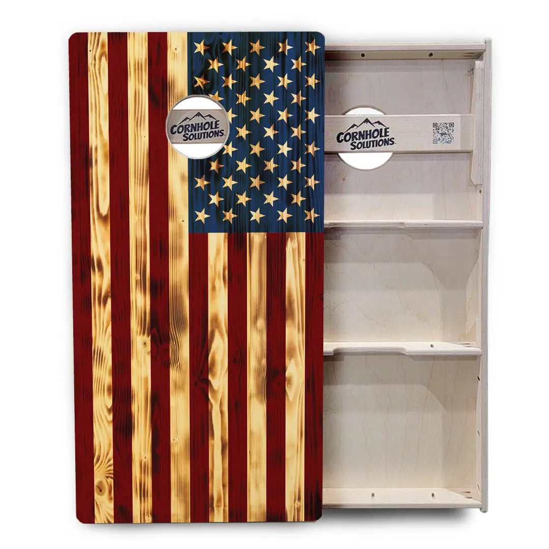 Burnt Color Flag Cornhole Boards - Professional Tournament Series by Cornhole Solutions, custom cornhole board detail photo 3