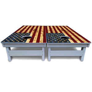 Burnt Colorful Rustic Flag Cornhole Boards - All Weather Series by Cornhole Solutions, custom cornhole board detail photo 5