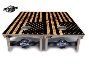 Burnt Flag Cornhole Boards - Pro Solution Lite Series by Cornhole Solutions, custom cornhole board detail photo 3