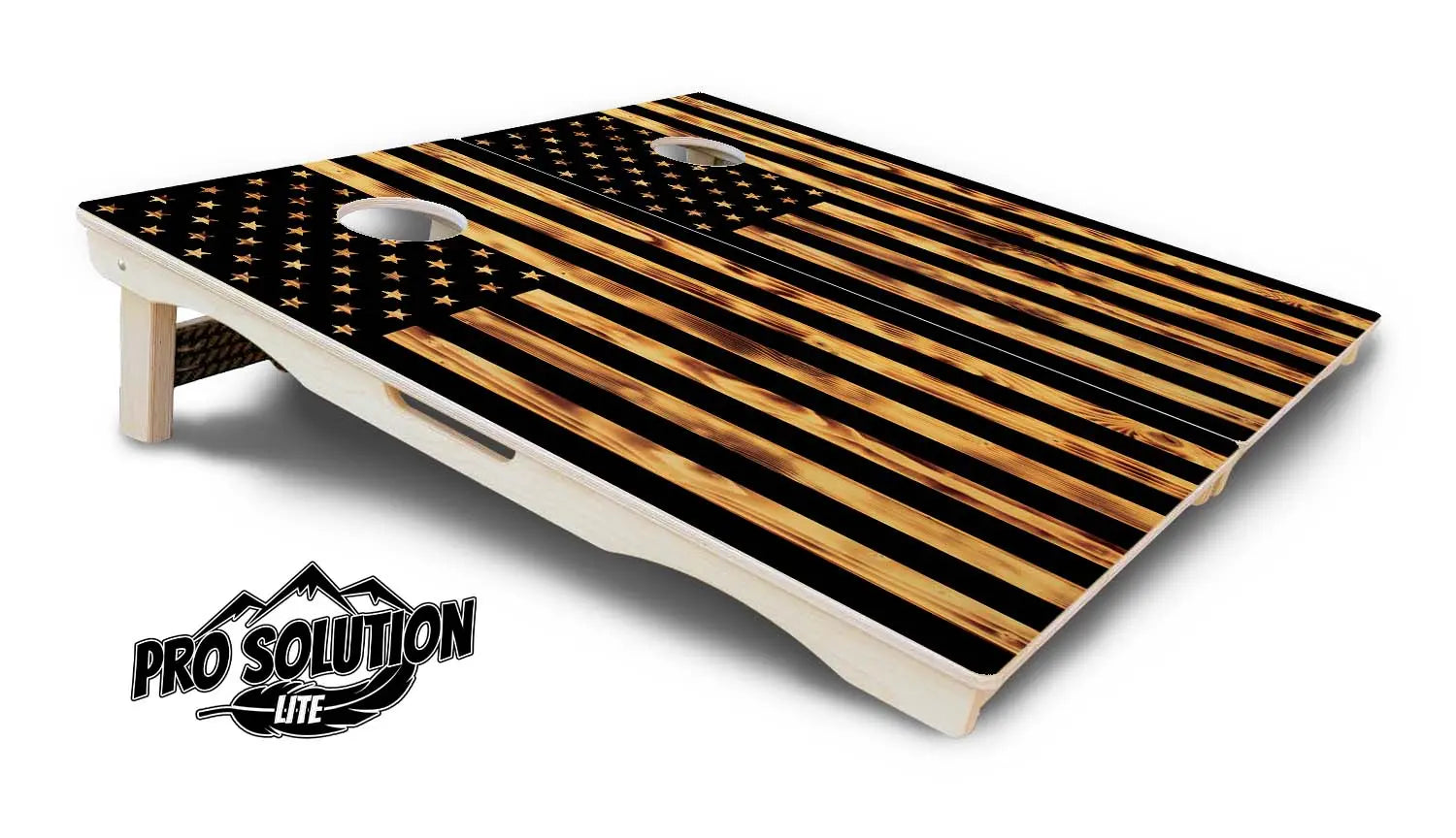 Burnt Flag Cornhole Boards - Pro Solution Lite Series by Cornhole Solutions, custom cornhole board detail photo 5