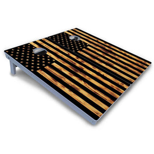 Burnt Rustic Flag Cornhole Boards - All Weather Series by Cornhole Solutions, custom cornhole board detail photo 3