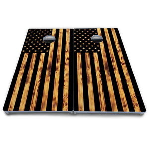 Burnt Rustic Flag Cornhole Boards - All Weather Series by Cornhole Solutions, custom cornhole board detail photo 4