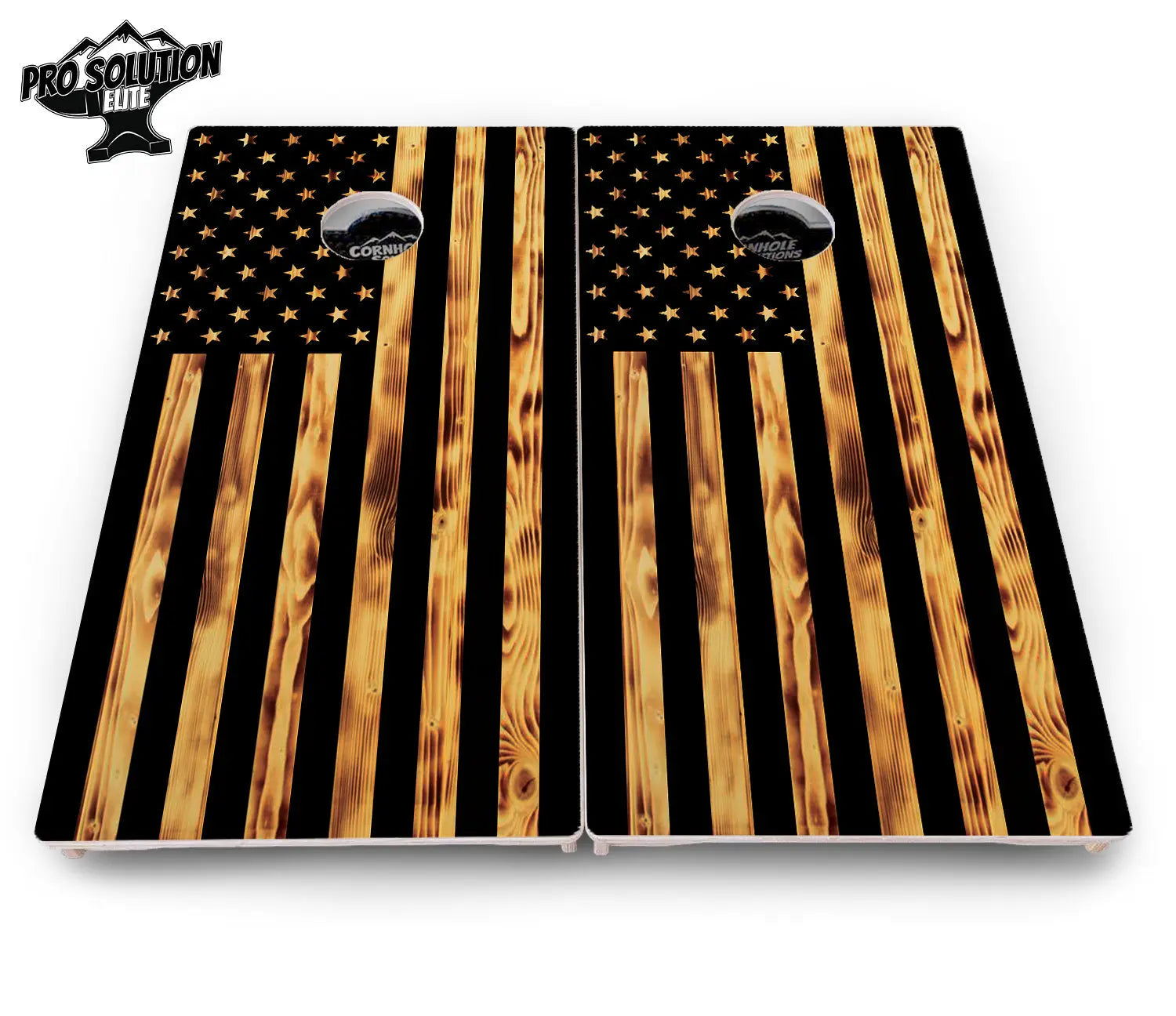 Burnt Rustic Flag Cornhole Boards - Pro Solution Elite Series by Cornhole Solutions, custom cornhole board detail photo 4