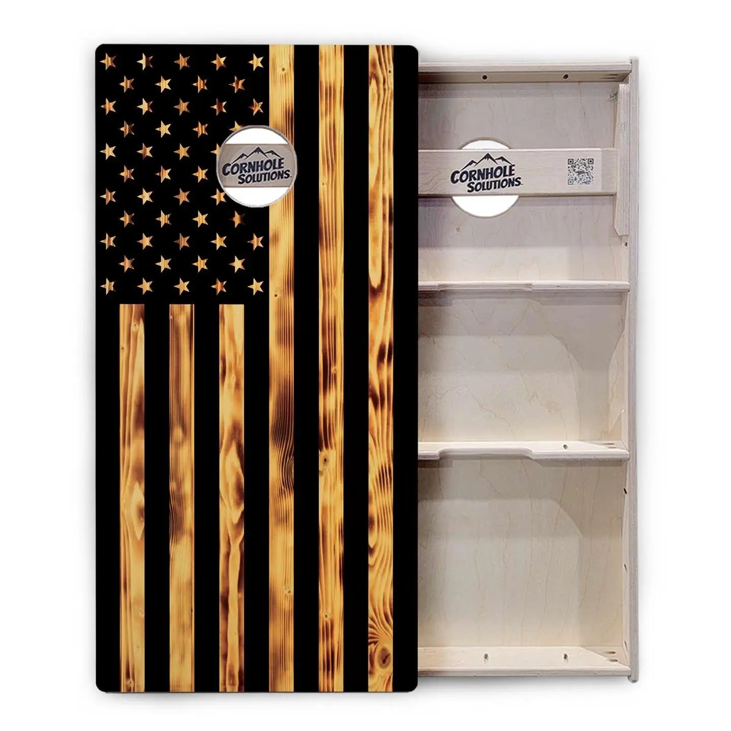 Burnt Rustic Flag Cornhole Boards - Professional Tournament Series by Cornhole Solutions, custom cornhole board detail photo 4