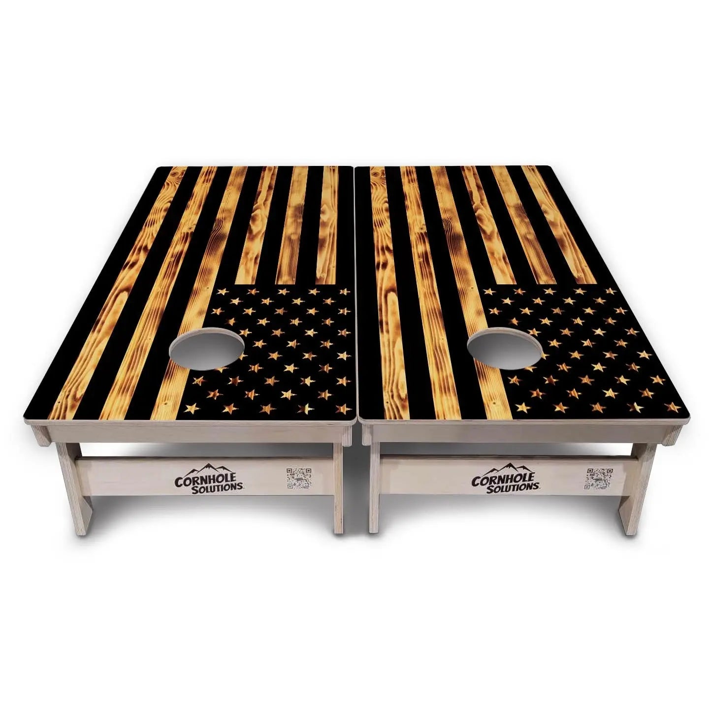 Burnt Rustic Flag Cornhole Boards - Professional Tournament Series by Cornhole Solutions, custom cornhole board detail photo 6