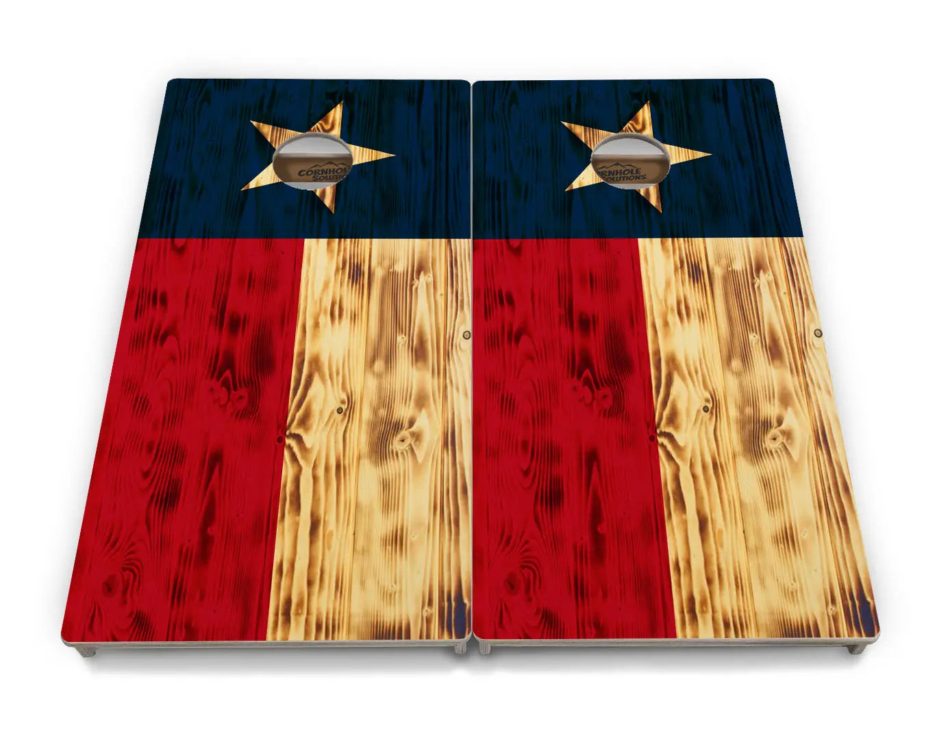 Burnt Texas Flag Cornhole Boards - Professional Tournament Series by Cornhole Solutions, custom cornhole board detail photo 4