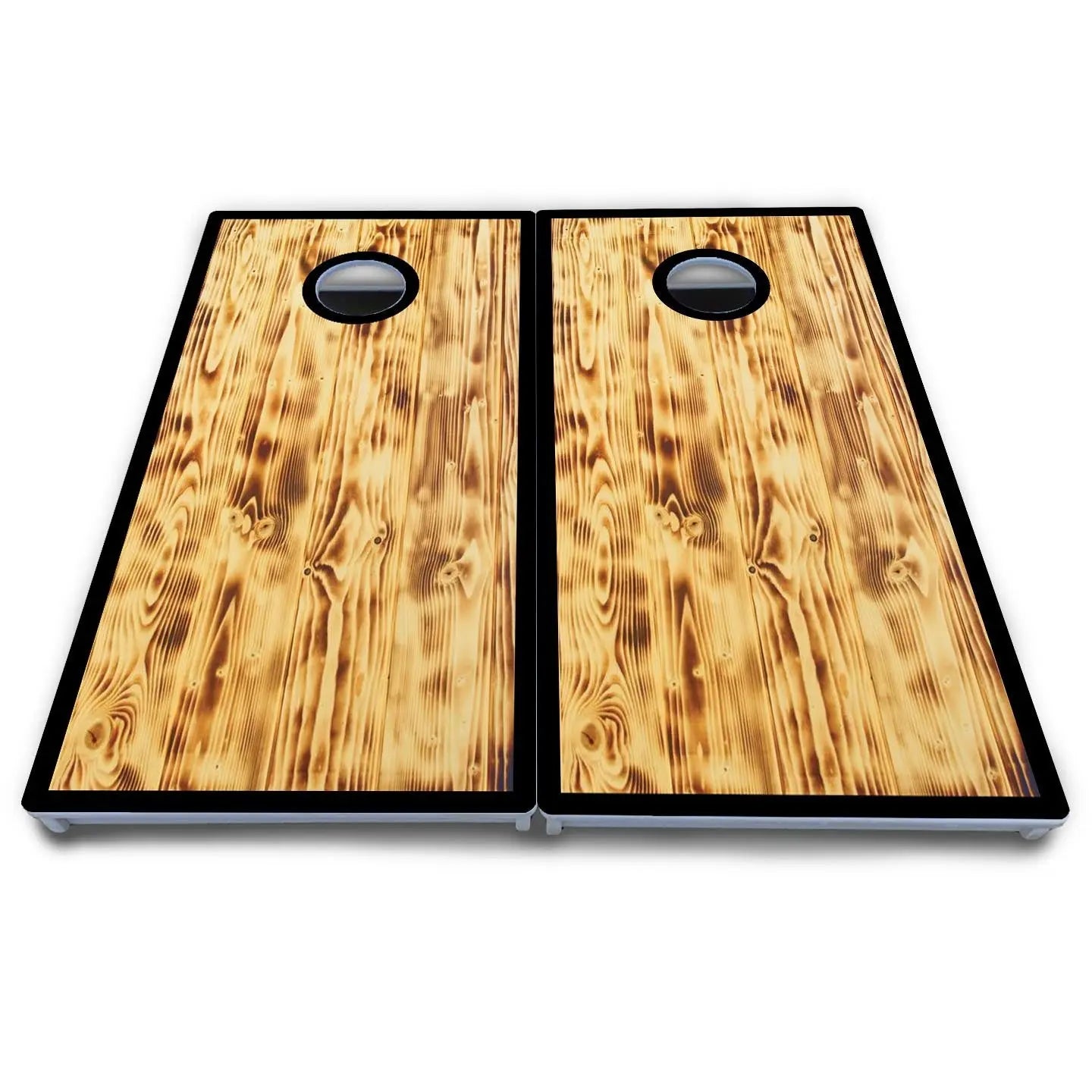 Burnt Wood Black Border Cornhole Boards - All Weather Series by Cornhole Solutions, custom cornhole board detail photo 4