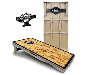 Burnt Wood Black Border Cornhole Boards - Pro Solution Elite Series by Cornhole Solutions, custom cornhole board main product photo