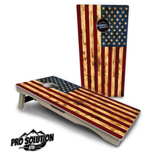 Burnt Color USA Flag Cornhole Boards - Pro Solution Lite Series by Cornhole Solutions, custom cornhole board detail photo 4