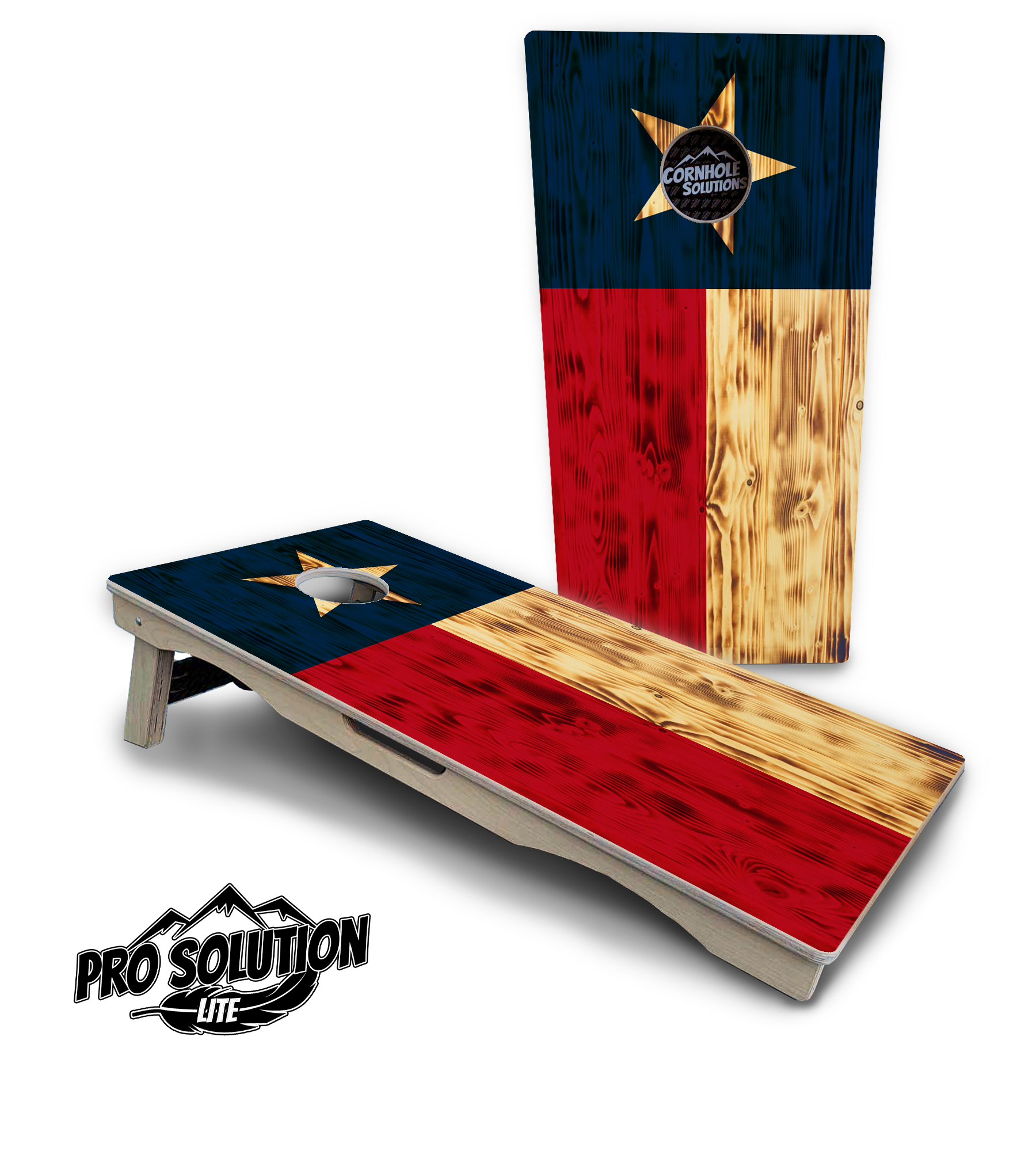 Burnt Texas Flag Cornhole Boards - Pro Solution Lite Series by Cornhole Solutions, custom cornhole board detail photo 4