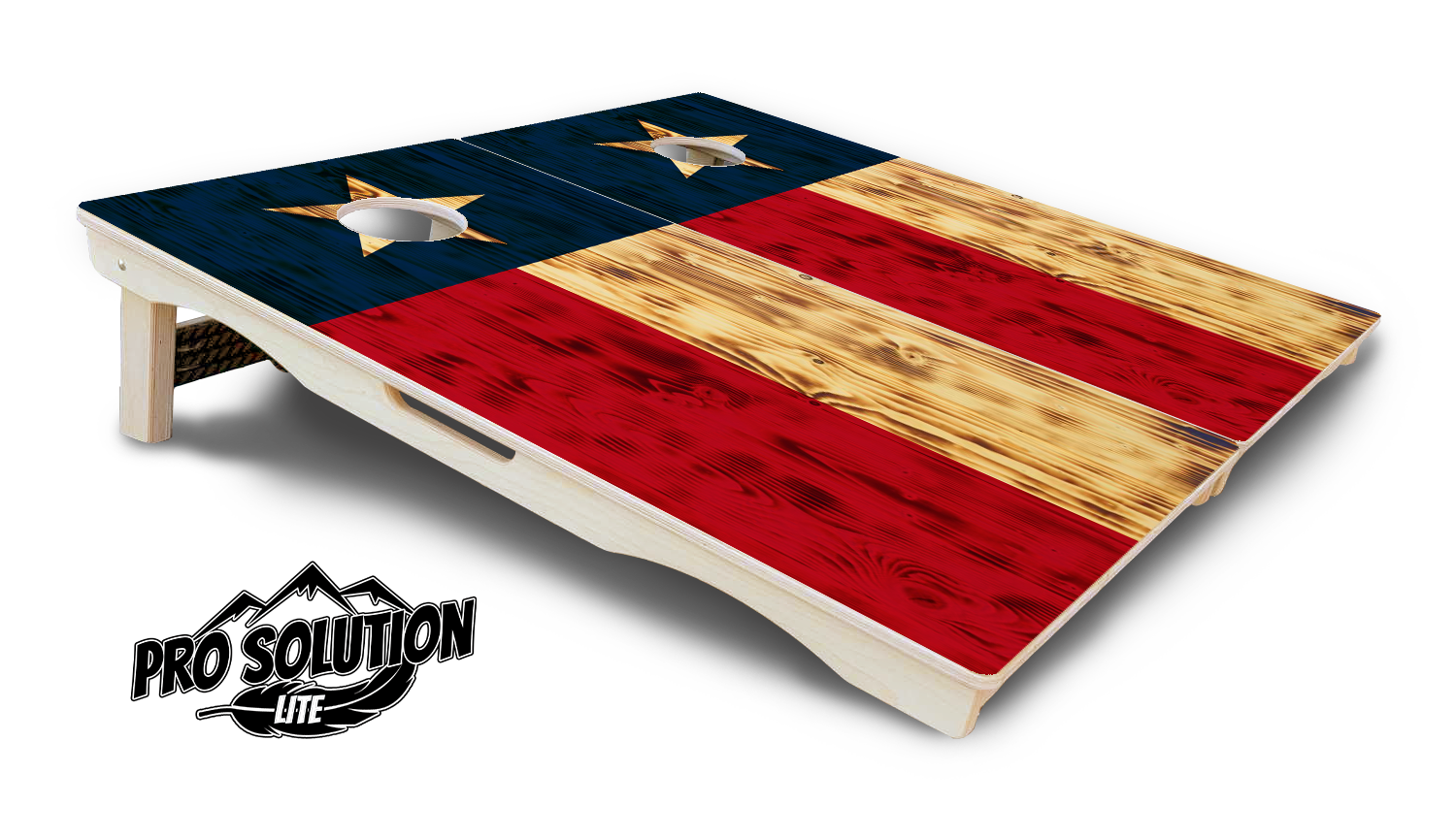 Burnt Texas Flag Cornhole Boards - Pro Solution Lite Series by Cornhole Solutions, custom cornhole board detail photo 5