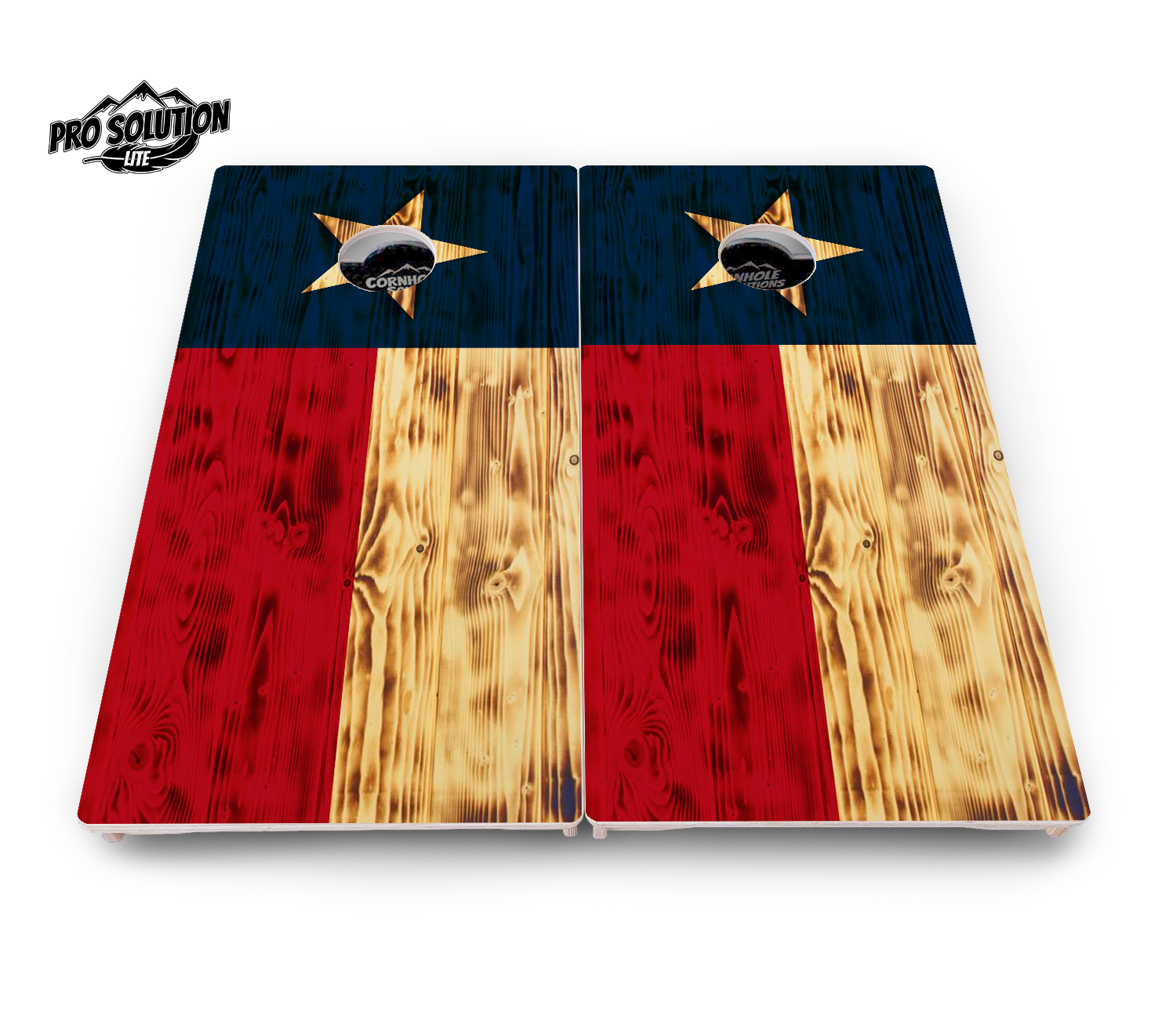 Burnt Texas Flag Cornhole Boards - Pro Solution Lite Series by Cornhole Solutions, custom cornhole board detail photo 2