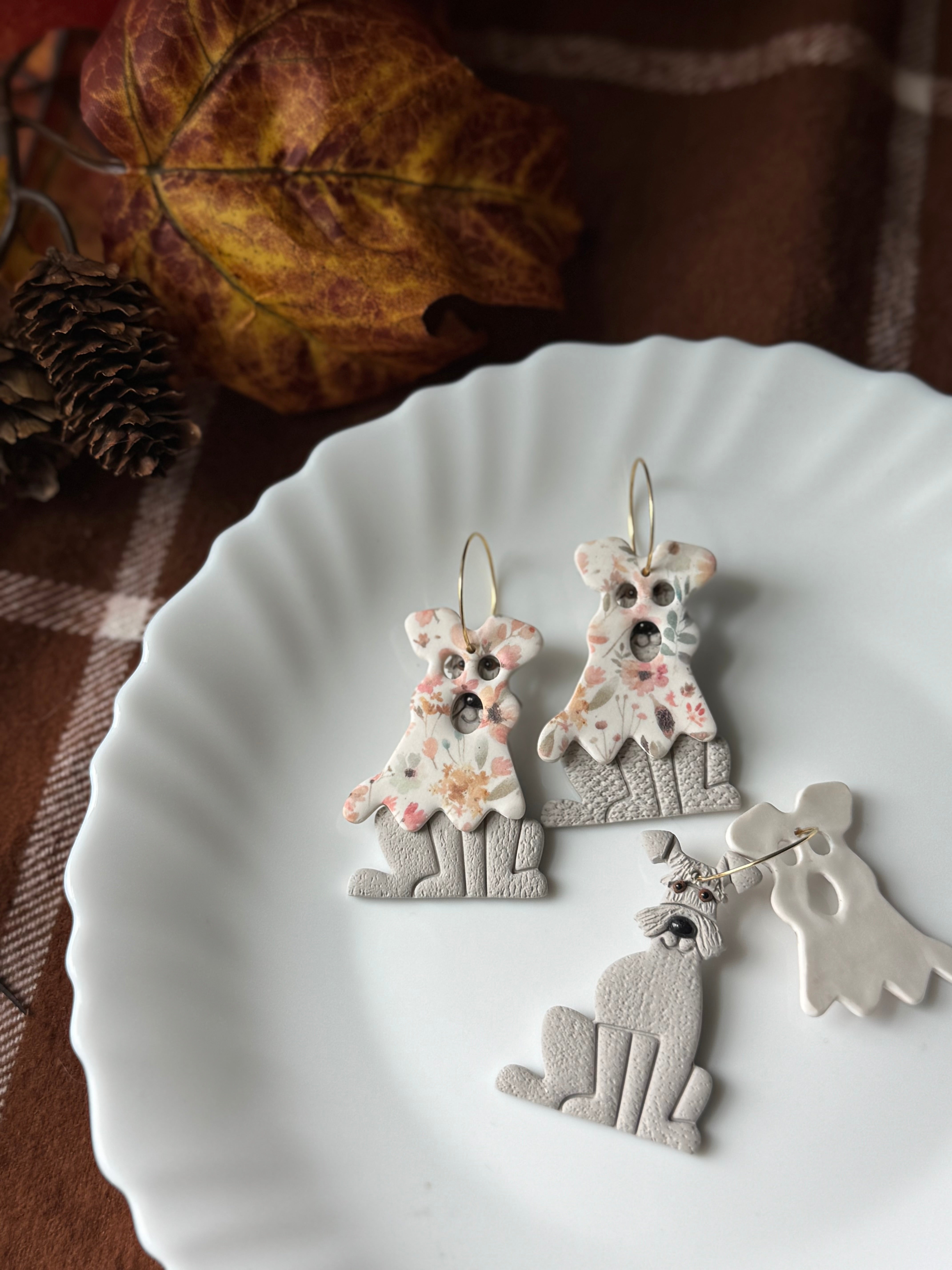 Ghost Dogs handmade polymer clay earrings by Shop Something Earthy — view 2 of 3
