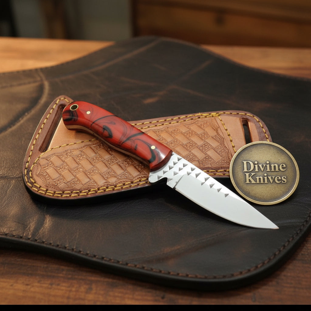 Red Swirl Resin Rasp Skinner with Skinner product detail, view 8