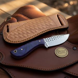 Purple Swirl Resin Rasp Cowboy Knife with product detail, view 6