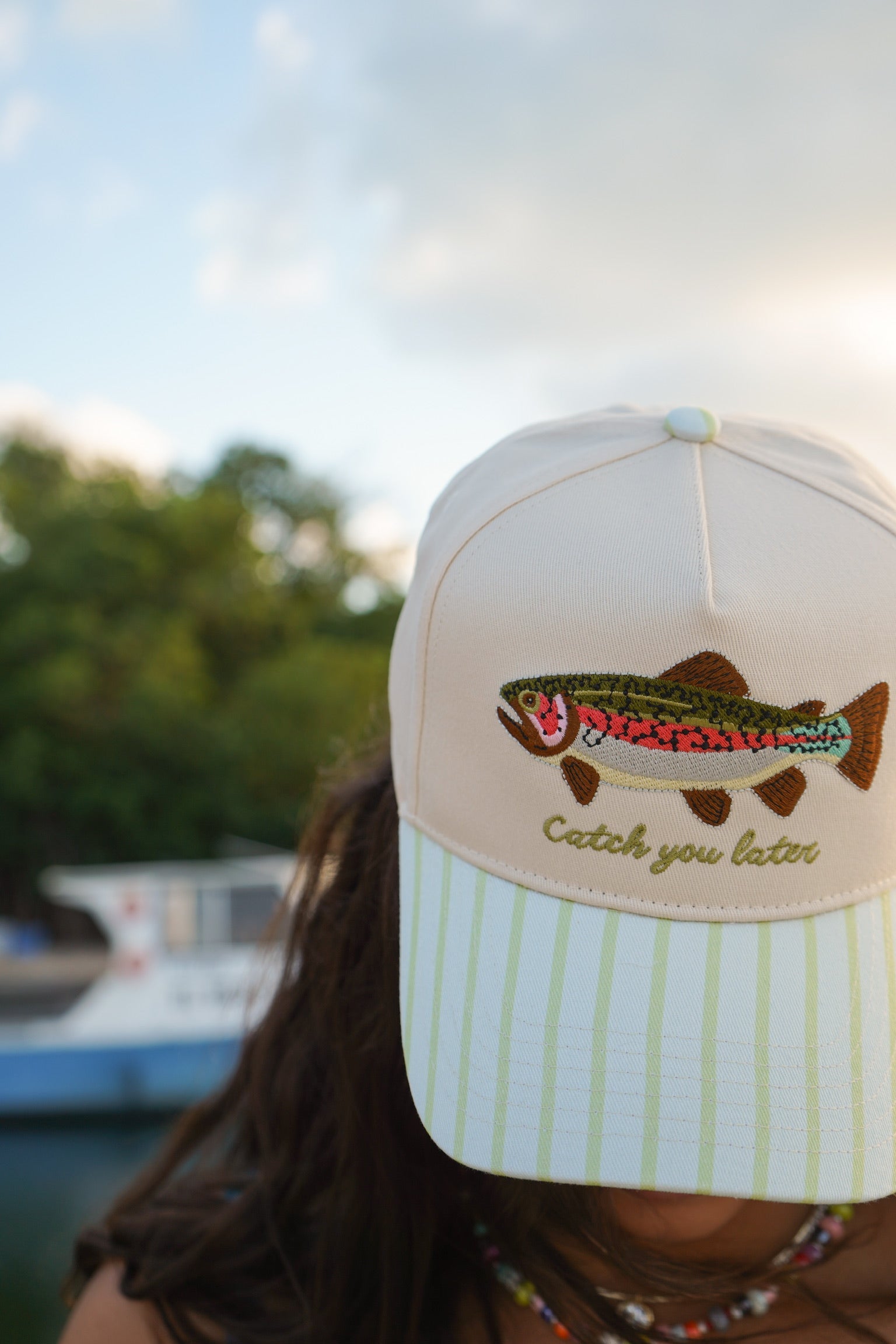 Catch You Later - Green Stripe Hat by KenzKustomz — product view 12