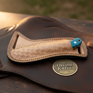 Turquoise Marble Rasp Cowboy Knife with product detail, view 6