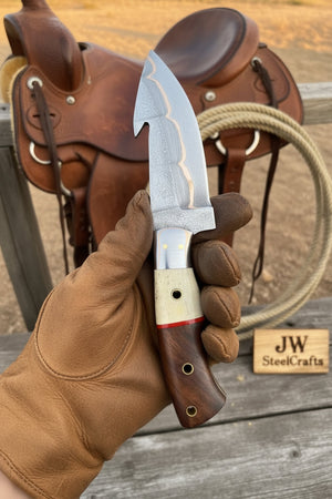 Roughrider Trail San Mai Gut Hook Knife by JW SteelCrafts, alternate view 2