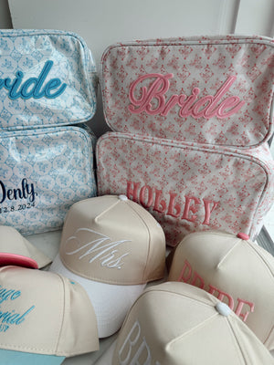 Pink + Blue Toile - Bride Large Bag detail view by KenzKustomz