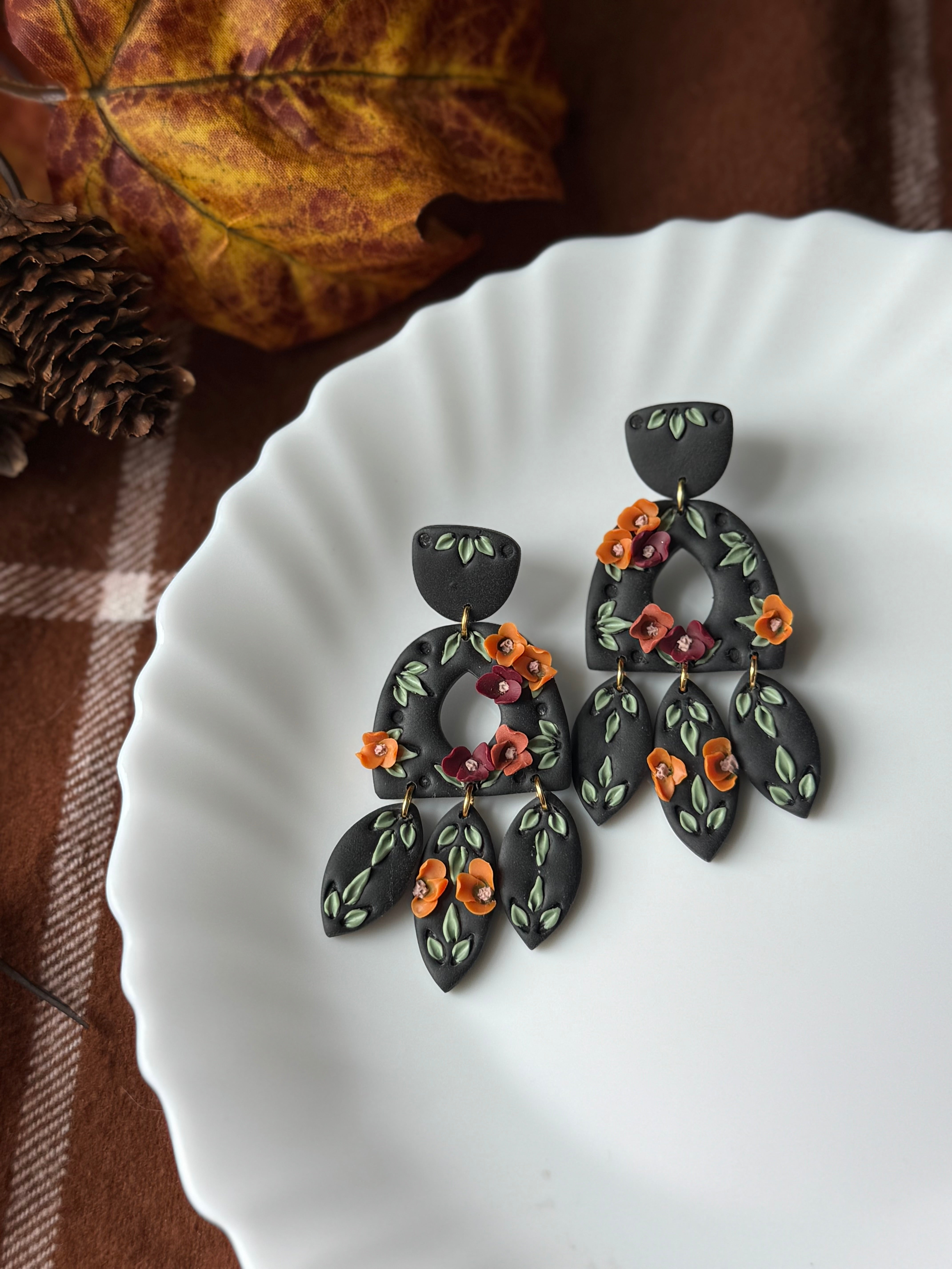 Avery Autumn Blooms handmade polymer clay earrings by Shop Something Earthy — view 1 of 2