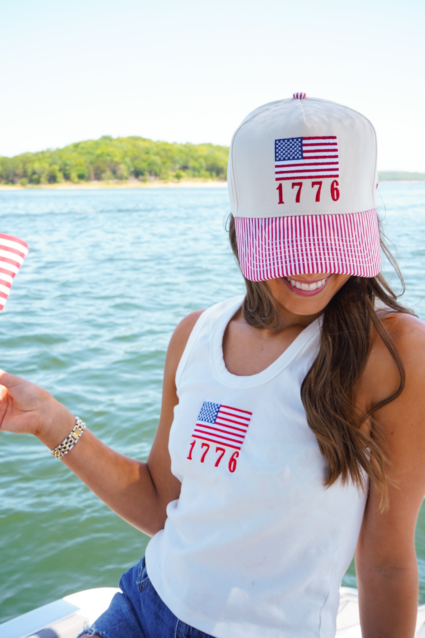1776 American Flag Hat by KenzKustomz — product view 3