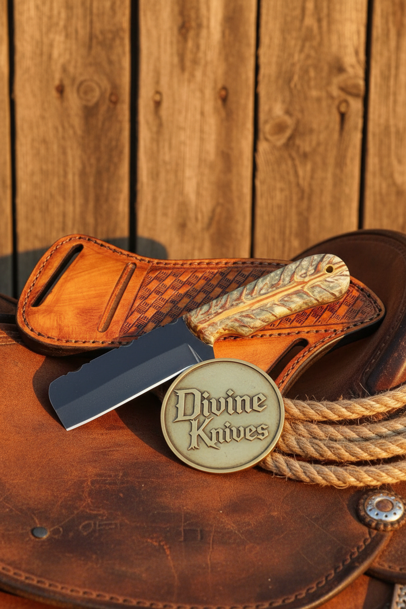 Hybrid Ivory Pinecone Bullcutter with Black-Coated Blade by Divine Knives