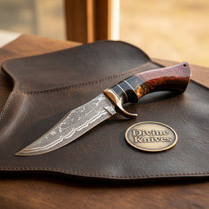 Copper-Line Skinner Bowie Knife with Buffalo Horn & Red Resin Handle