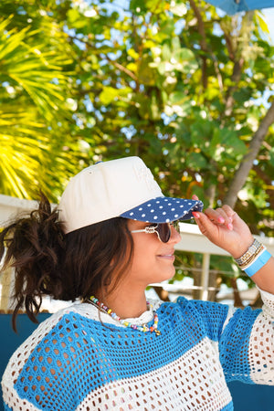 Beach Bum - Navy Polka Dot Hat by KenzKustomz — product view 6