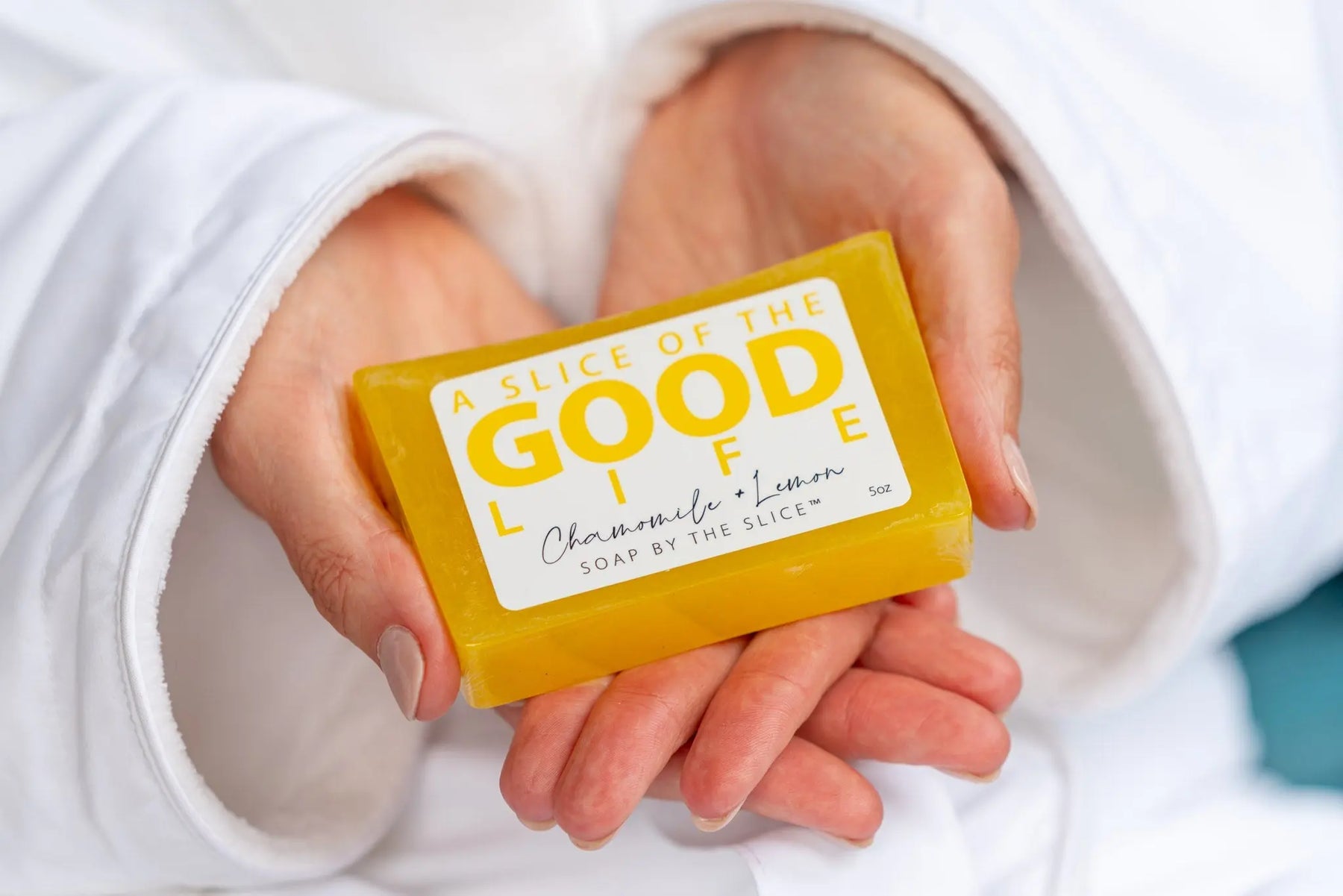 Chamomile + Lemon Soap Slice 5 Oz. by Essential Journeys, natural skincare detail photo 3