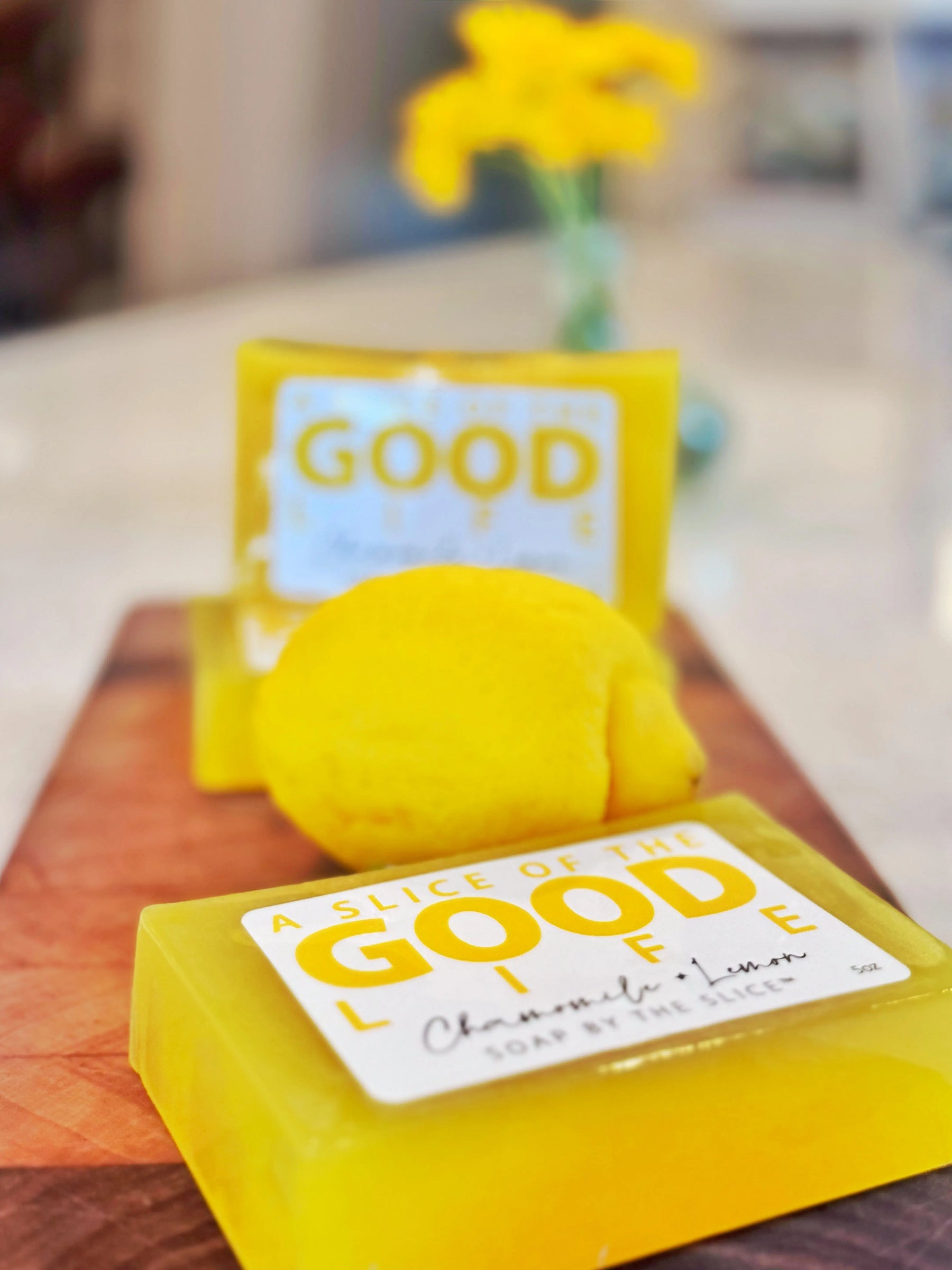 Chamomile + Lemon Soap Slice 5 Oz. by Essential Journeys, natural skincare detail photo 5