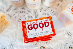 Cranberry Orange Poppy Seed Soap Slice 5 Oz. by Essential Journeys, natural skincare detail photo 5