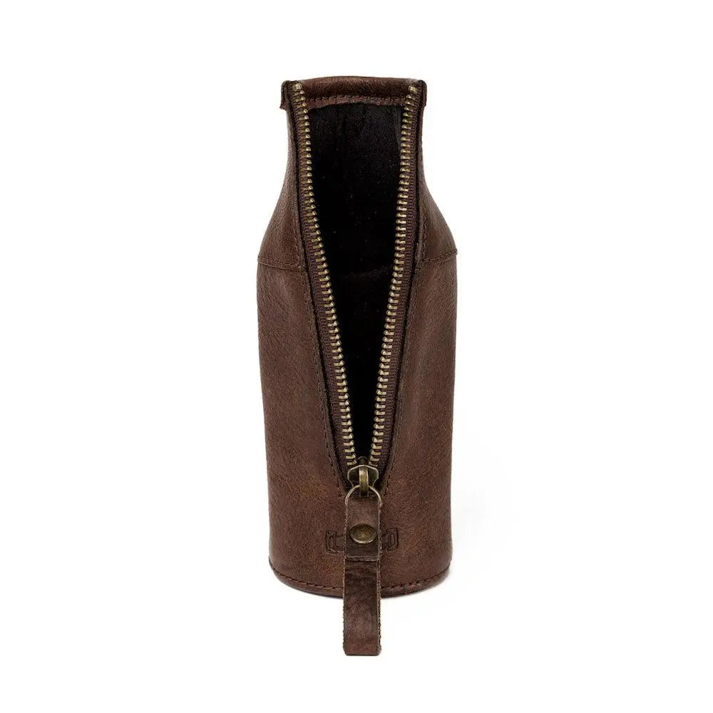 Campaign Leather Bottle Koozie by Mission Mercantile Leather Goods, custom drinkware detail photo 5