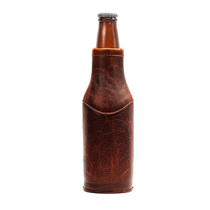 Campaign Leather Bottle Koozie by Mission Mercantile Leather Goods, custom drinkware detail photo 6